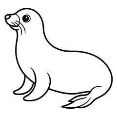 Elegant Seal Line Art Vector