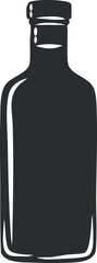 Black and white silhouette of a bottle vector illustration, ideal for design and branding templates.