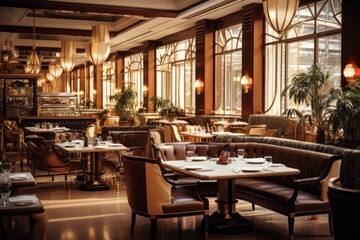 Obraz premium Luxurious restaurant architecture furniture building.