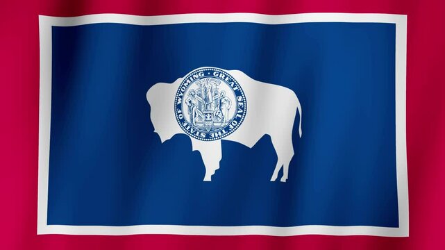 Loopable state flag of Wyoming. Digital animation waving background. (United States of America)