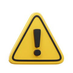 3D Yellow Caution Icon Alert Triangle with Exclamation Mark