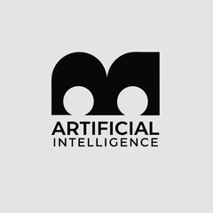 AI-themed vector logo design with abstract shapes representing machine learning and futuristic technology. Perfect for smart systems or robotics projects.