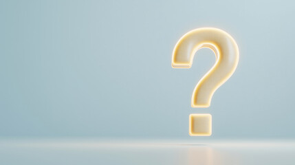 Glowing question mark on a minimalistic background