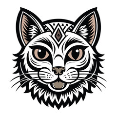 Wild cat head illustration representing strength, agility, and raw instinct. A bold and expressive animal face symbol ideal for logos, apparel, and wildlife-themed designs.