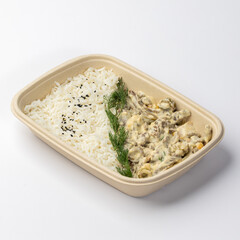 Delicious Creamy Mushroom Stew with White Rice