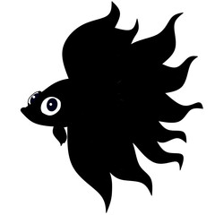Silhouette of a betta fish with elegant, flowing fins. A minimalist and artistic representation of the popular aquarium fish, perfect for logo design, tattoo art, decals, and decorative purposes