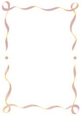 Purple & Orange Wavy Ribbon Frame with Dots, wedding menu invitation border, hand drawn baby shower decoration, a4 birthday pastel party, clown funfair style, bachelorette bachelor vintage retro