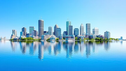 Obraz premium Pixel Art City Skyline Reflection in Calm Water