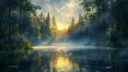 sunrise over the lake