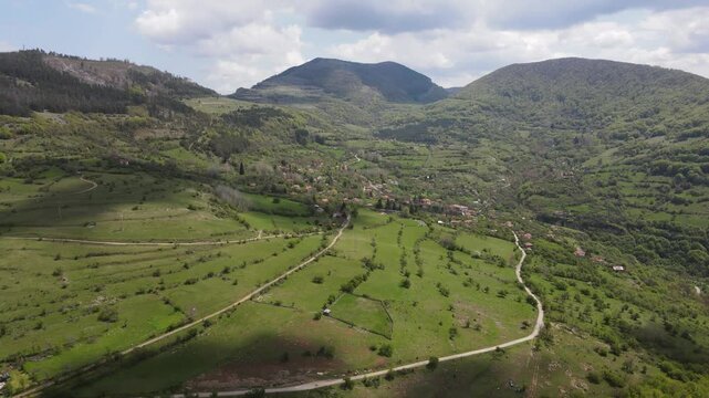 Amazing Aerial view of iskar gorge near village of Bov, Balkan Mountains, Bulgaria
