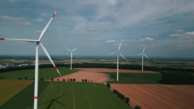 Drone Footage of Summer Wind Turbines in Germany &ndash; Green Fields and Clean Energy