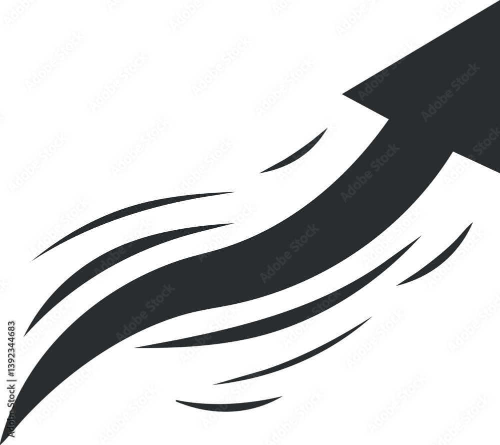 Poster abstract black arrow graphic symbolizing direction and movement in a modern minimalist design.