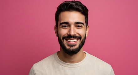 Obraz premium Radiant Smile, Pink Hues AI Generated