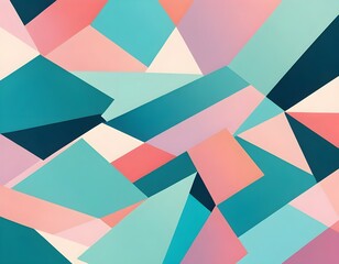 abstract geometric composition of pink and blue paper shapes