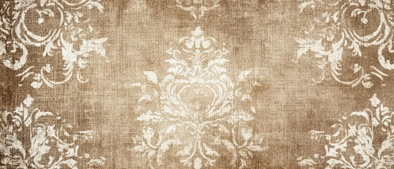 Obraz premium A brown and white floral patterned background with a white flower in the center