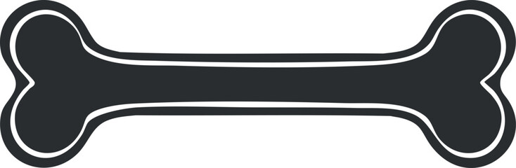 Obraz premium Simple black and white bone icon with bold outline, ideal for pet-related designs.