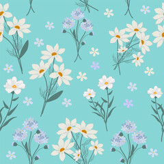 Vector seamless pattern with wild flowers.