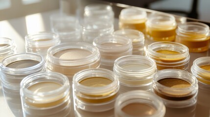 Close-Up of Makeup Containers in Natural Daylight Illumination