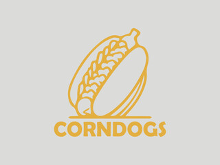 Stylized corn on the cob illustration with detailed kernels and a bold, graphic design. Food and agriculture concept. illustration corn dogs logo vector