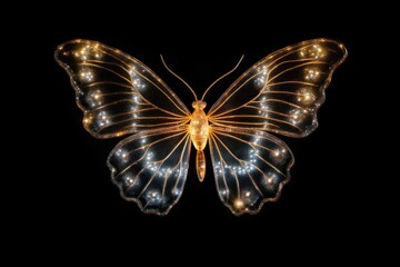 Apollo butterfly sparkle light glitter animal insect black background.
