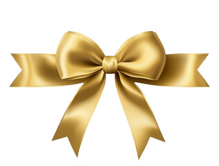 Naklejka premium Elegant 3D golden ribbon bow on a transparent background. Perfect for gift wrapping, festive decor, or holiday designs that need a touch of luxury and celebration.