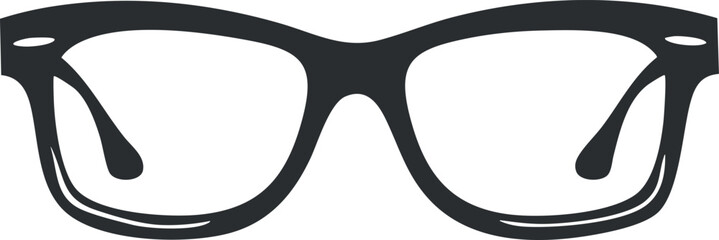 Silhouette of black eyeglasses with a modern and stylish design, ideal for fashion purposes.