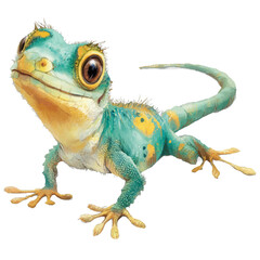 Obraz premium Adorable Lizard's Portrait: An eye-catching illustration of a small, colorful lizard, showcasing intricate details.