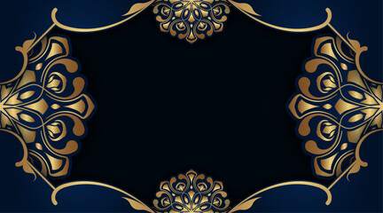 luxury blue background with mandala ornament