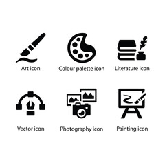 Art, Colour palette, Literature, Vector, Photography, Painting, Black Icon Set