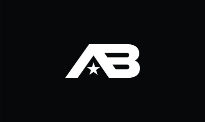 Letter AB logo vector, AB logo with star, modern ab logo design with star
