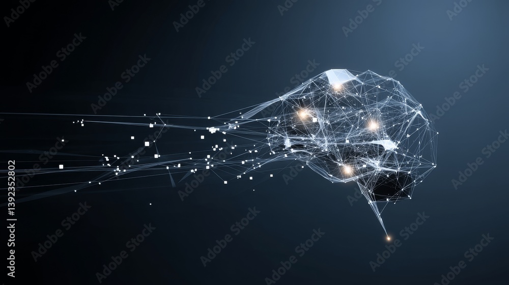 Poster digital illustration of ai stock featuring network computer technologies in 3d