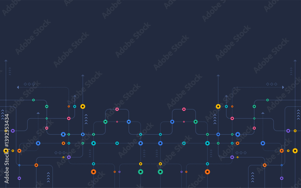 Poster Circuit connect lines and dots. Network technology and Connection concept. Decentralized network nodes connections