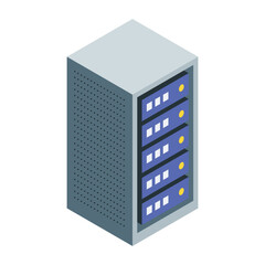 Data Center Tower Server Isometric Illustration 