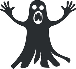 Fototapeta premium Silhouette of a spooky ghost with raised arms, perfect for Halloween and horror themes.