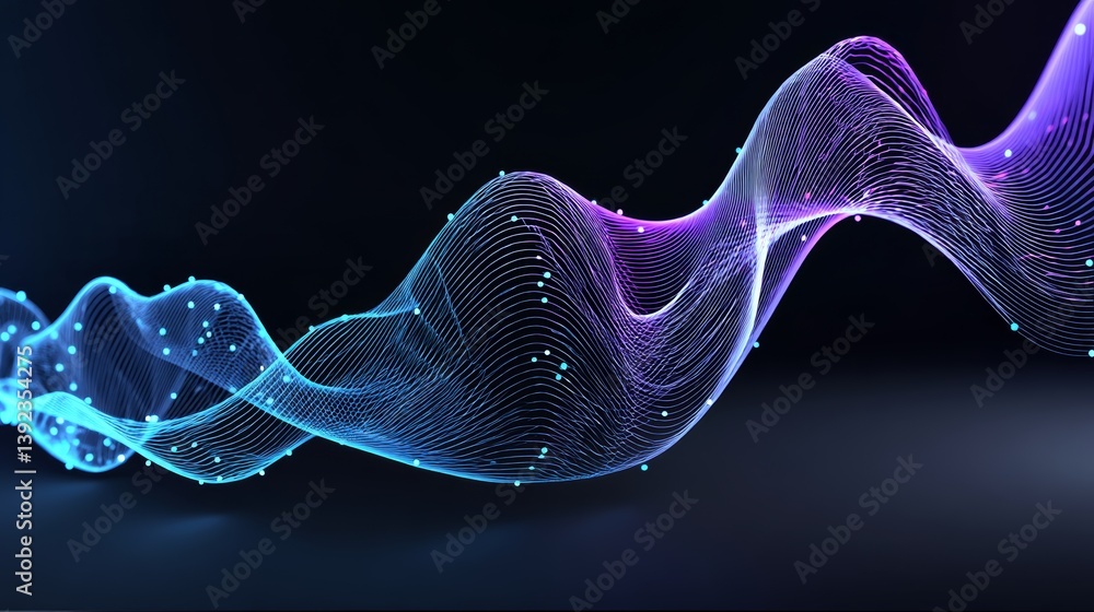 Aufkleber the fusion of a dark background and a dot blue purple wave line light gradient creates a captivating