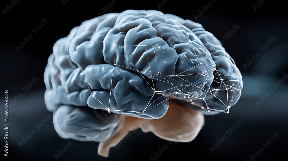 Poster ai stock is showcased in a digital 3d illustration of computer network technology