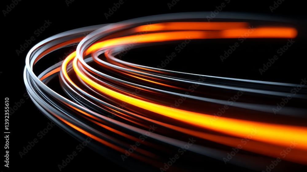 Aufkleber high-speed motion blur in a 3d rendering of abstract, fast-moving lines embodies the idea of leading