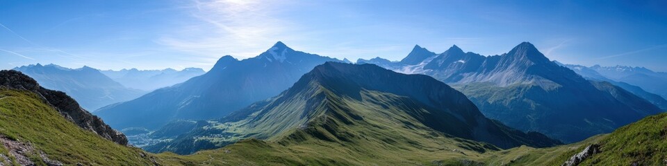 Breathtaking Swiss Mountains Panorama: A Beautiful Alpine Hike in the High Alps of Europe