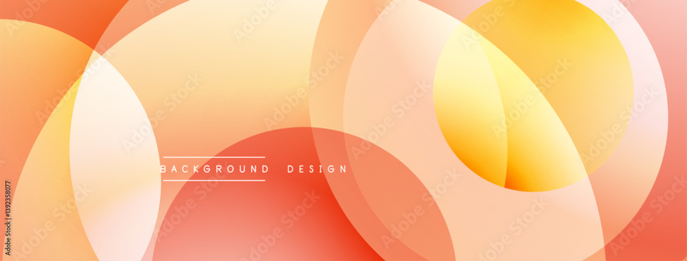 Poster Warm color palette. Overlapping circles create abstract composition. Smooth gradients suggest depth. Modern design element for backgrounds. Minimalist aesthetic.