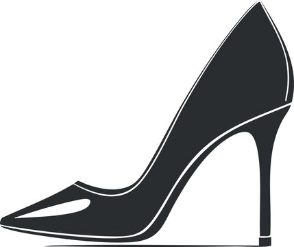 Silhouette of a high heel shoe, representing fashion and elegance in women's footwear.