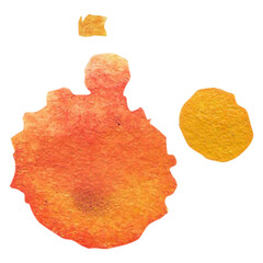 A vibrant watercolor illustration featuring abstract orange and yellow shapes, evoking a sense of creativity and warmth.