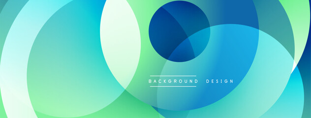 Abstract overlapping circles. Blue, green hues create smooth gradient. Modern design, clean aesthetic. Minimalist composition. Perfect backdrop.