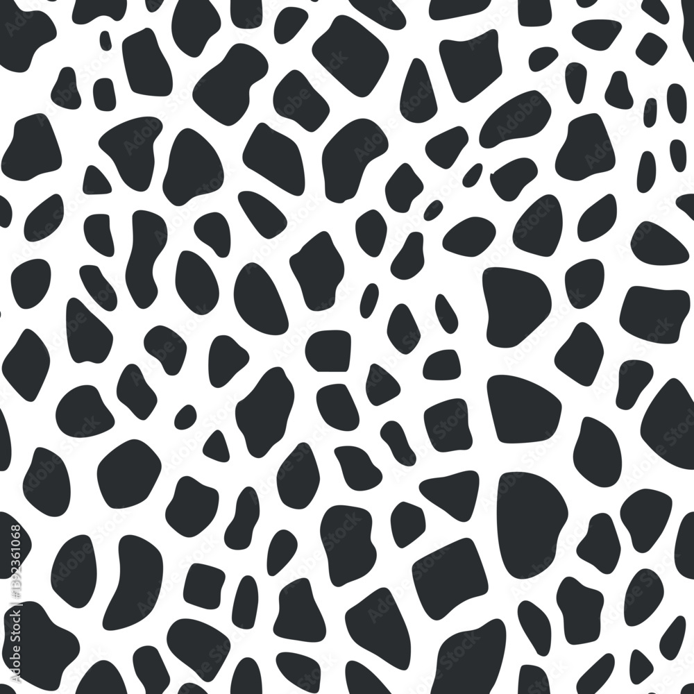 Poster abstract black and white pattern with irregular spots creating a dynamic and modern texture.