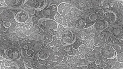 Abstract monochrome fractal pattern, infinite spirals and swirls, high-resolution, seamless tiling