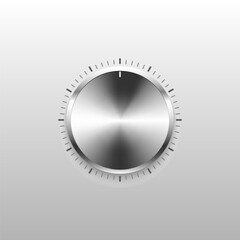 Realistic metal volume Analog regulator control interface with shadow and volume scale on white color background