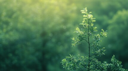 Fototapeta premium Sapling Growing in a Lush Green Forest on a Sunny Day