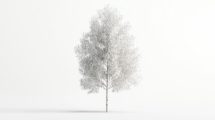 Obraz premium Isolated White Birch Tree on White Background