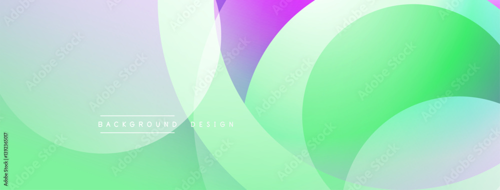 Poster Abstract design. Overlapping circles create vibrant gradients. Soft colors blend, forming modern background. Minimalist aesthetic, smooth transitions.