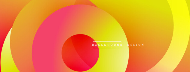 Bright colorful abstract design. Smooth gradients create dynamic circular shapes. Modern aesthetic, vibrant tones, perfect backdrop.