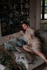 Obraz premium Aesthetic photo of attractive young woman ceramicist. process of creating pottery, creative workshop